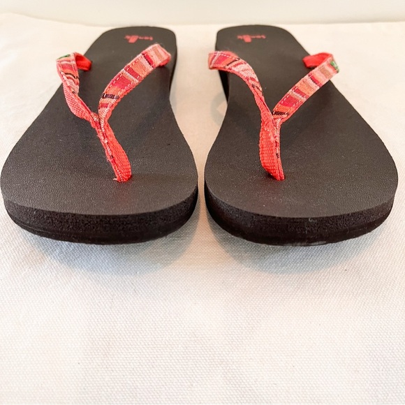 Sanuk Yoga Joy Coral Stripe Flip Flop Sandals Size 10 - Picture 4 of 10
